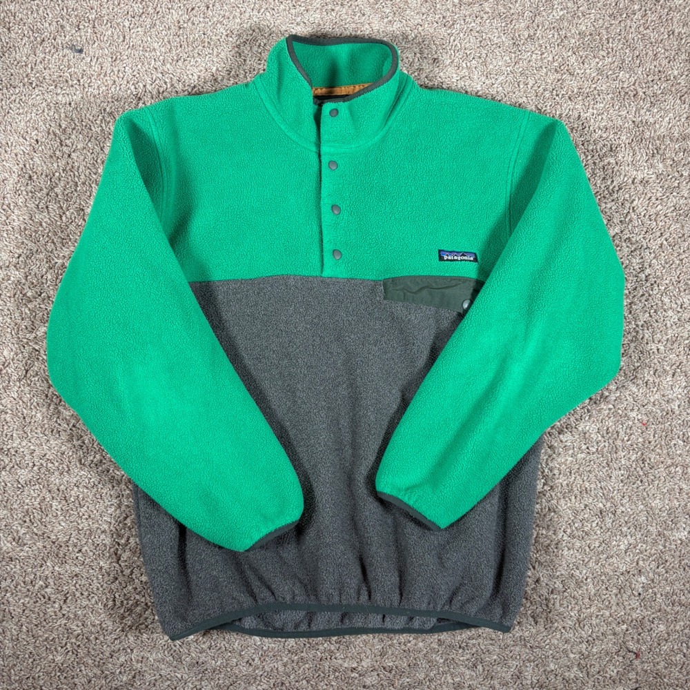 Patagonia Synchilla Snap-T Fleece Pullover Green Gray Mens Small 25450